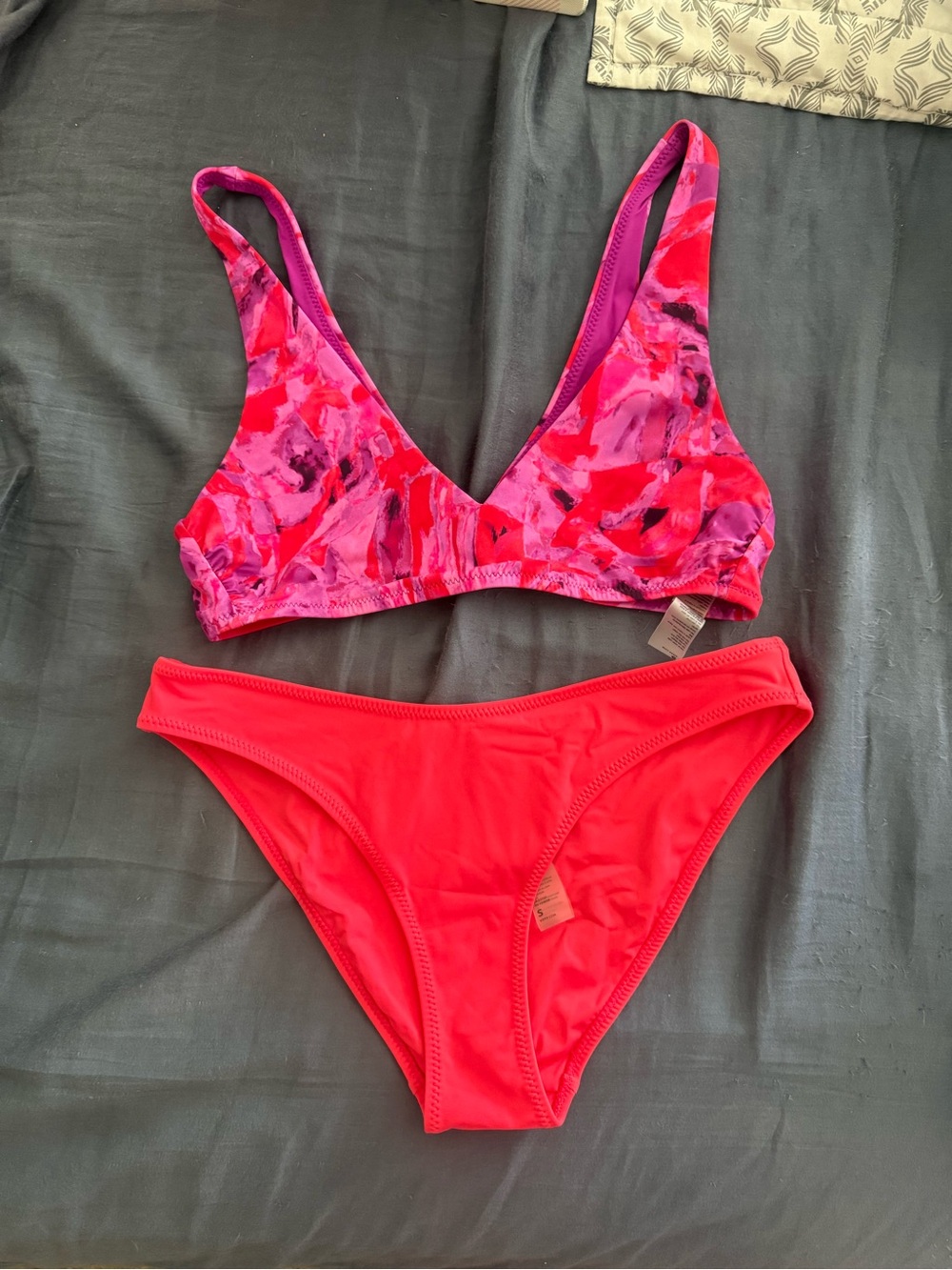 YITTY Pink Floral Print & Coral Bikini Set